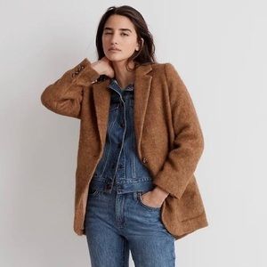 MADEWELL Bouclé Larsen Blazer Jacket in Toffee Brown NWOT